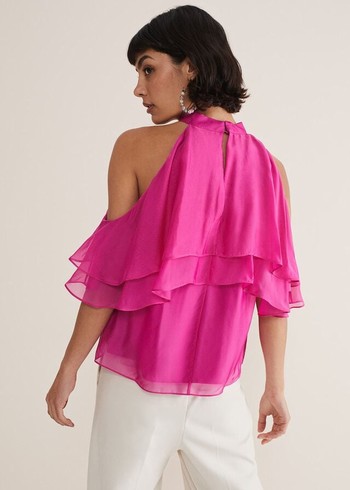 Phase Eight Heather Ruffle Shirts Pink USA | 0786249-QE